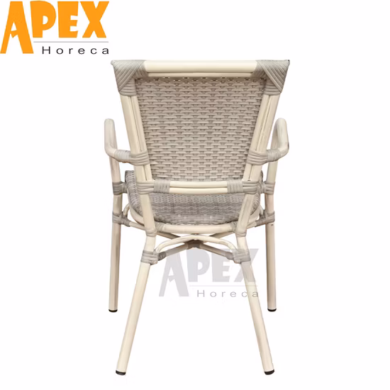 Лидер продаж, штабелируемый стул для дома и улицы, веревочный стул из ротанга, мебель для двора, алюминиевый стул из ротанга для бистро, садовый стул из ротанга, обеденный стул